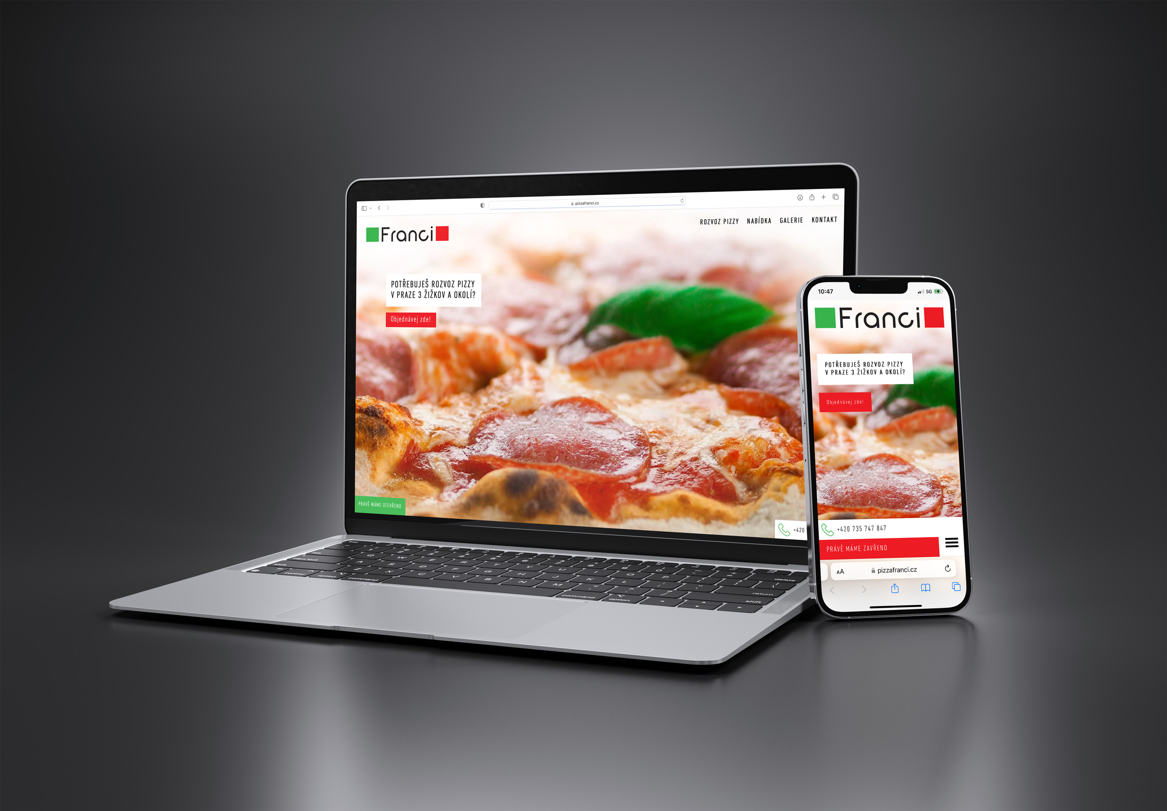 Webové stránky od DIGIPOWER. pro Pizza Franci